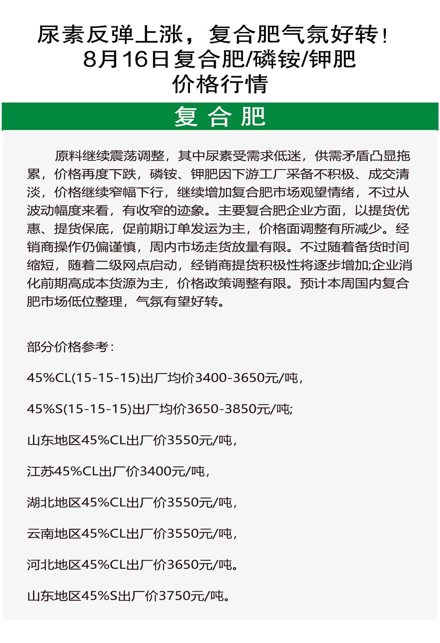 今日复合肥市场最新报价与市场动态分析摘要